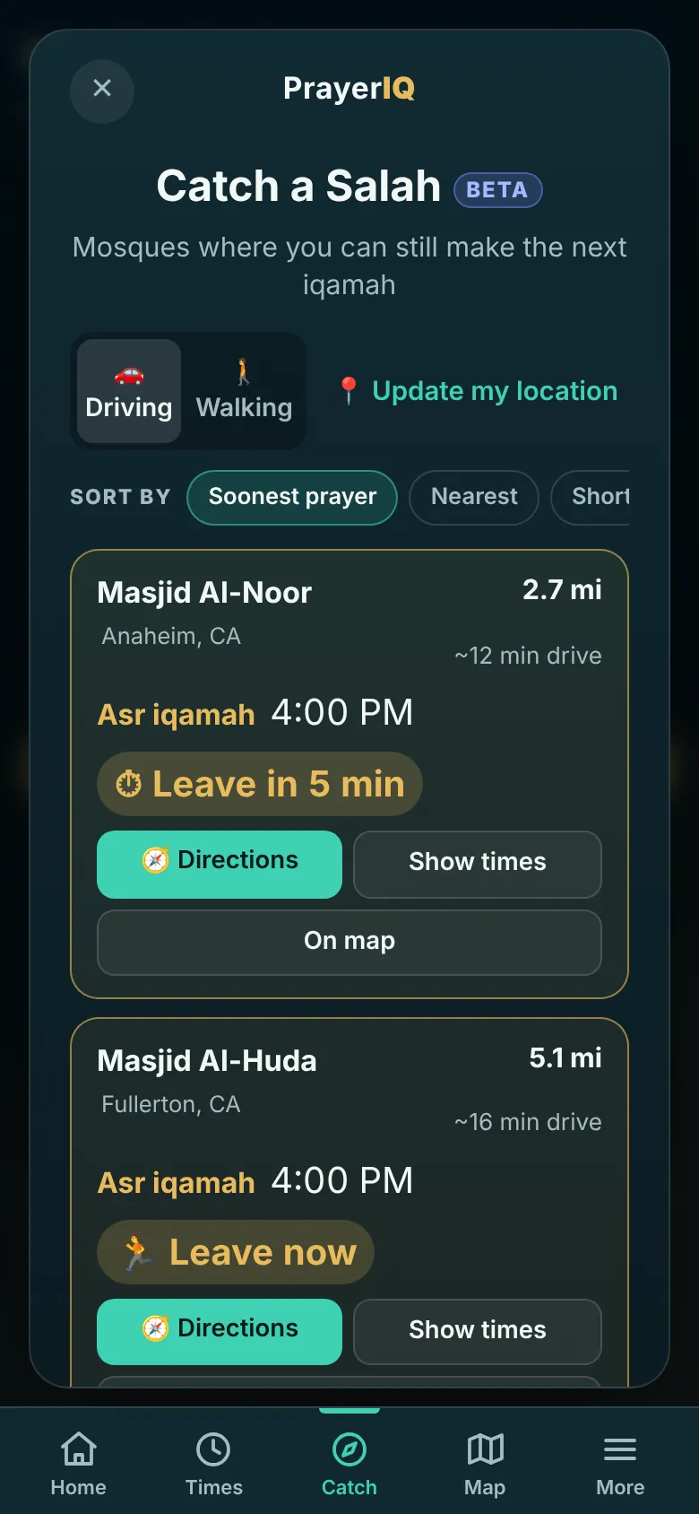Catch a Salah on a phone