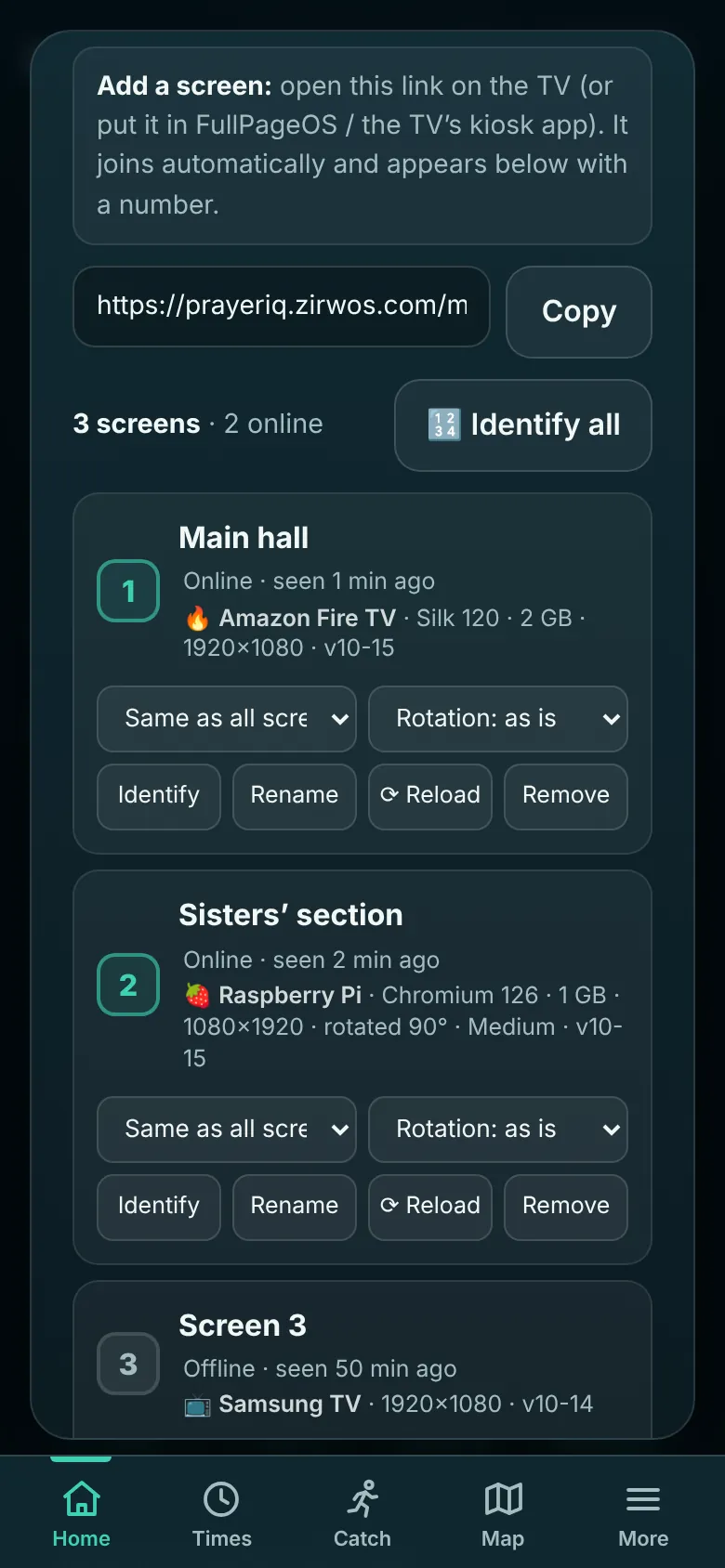 Managing screens from a phone